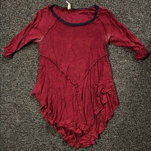 💸Free People Red Long Sleeve Top with Black Trim💸5/$25